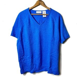 Vintage 90’s White Stag Cabana Blue Sparkle Knit Sweater Top Short Sleeve Blouse